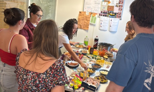 Construction Recruitment team enjoying American food
