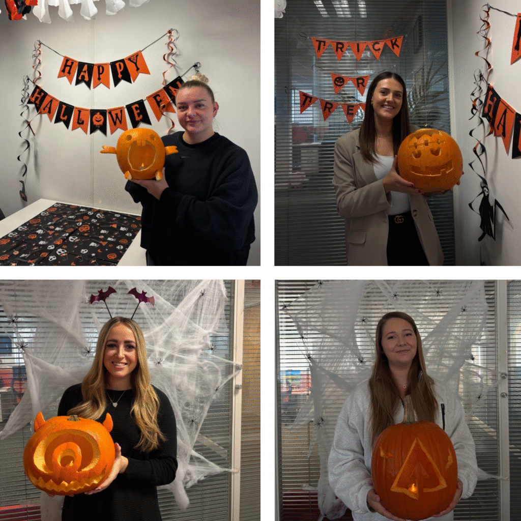 Pumpkin carving competition at construction recruitment agency